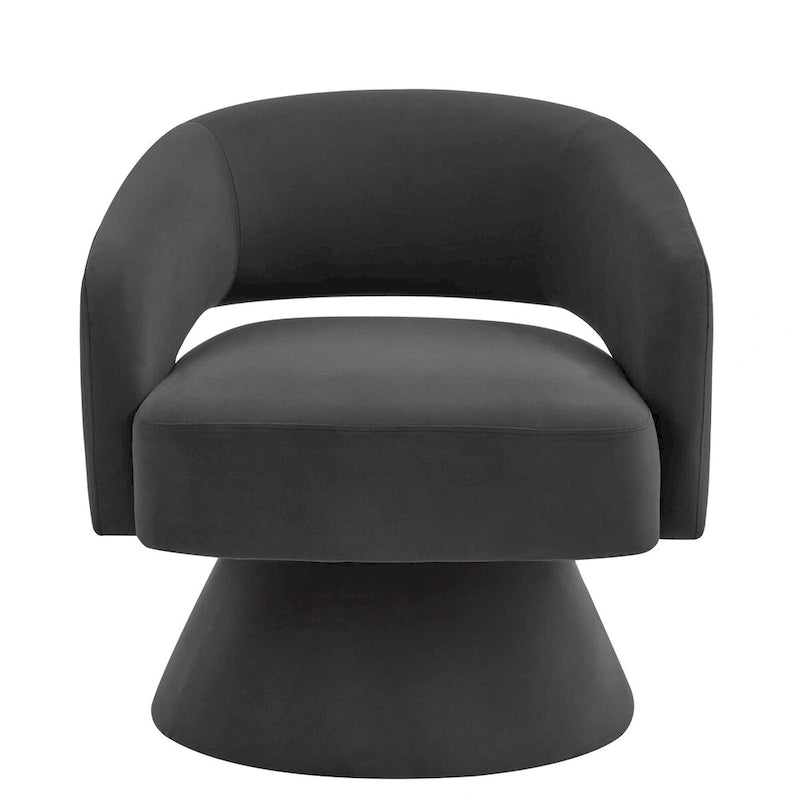 Fauteuils d'appoint pivotants en velours capitonné avec dossier ouvert