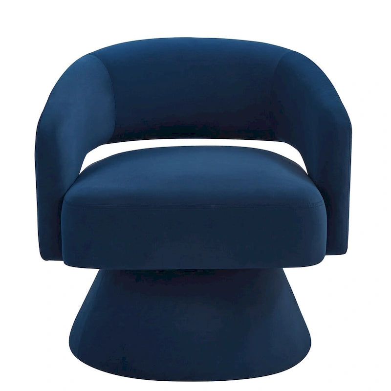 Fauteuils d'appoint pivotants en velours capitonné avec dossier ouvert