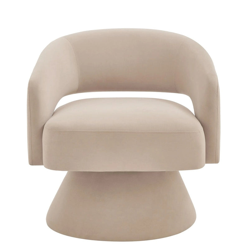 Fauteuils d'appoint pivotants en velours capitonné avec dossier ouvert