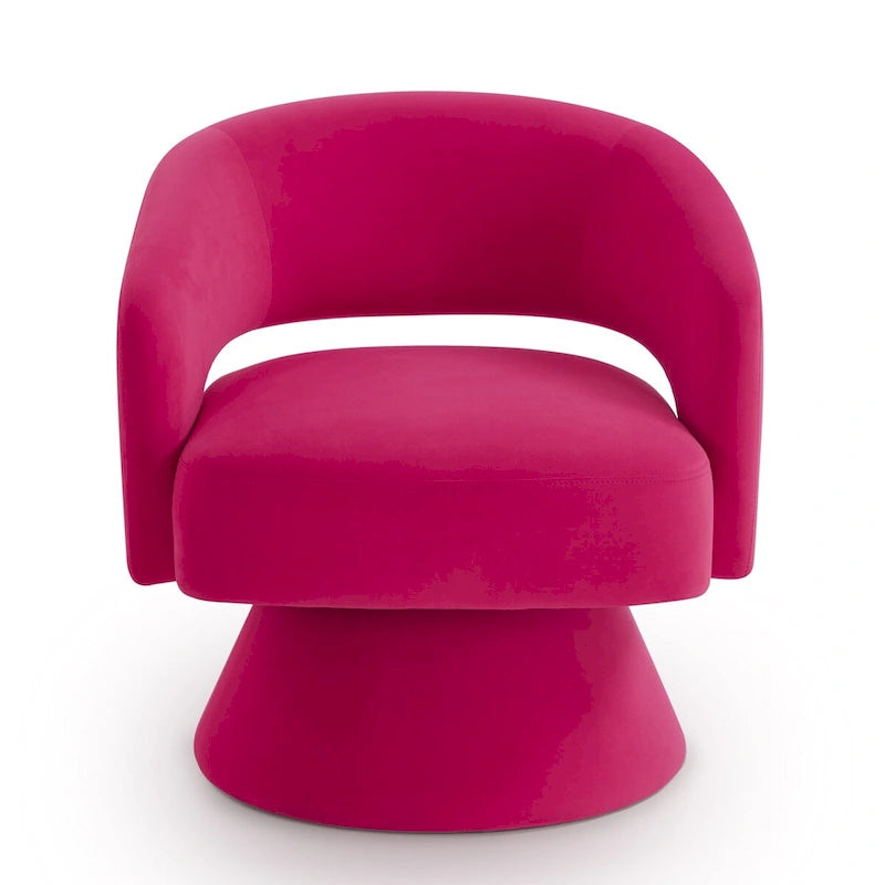 Fauteuils d'appoint pivotants en velours capitonné avec dossier ouvert