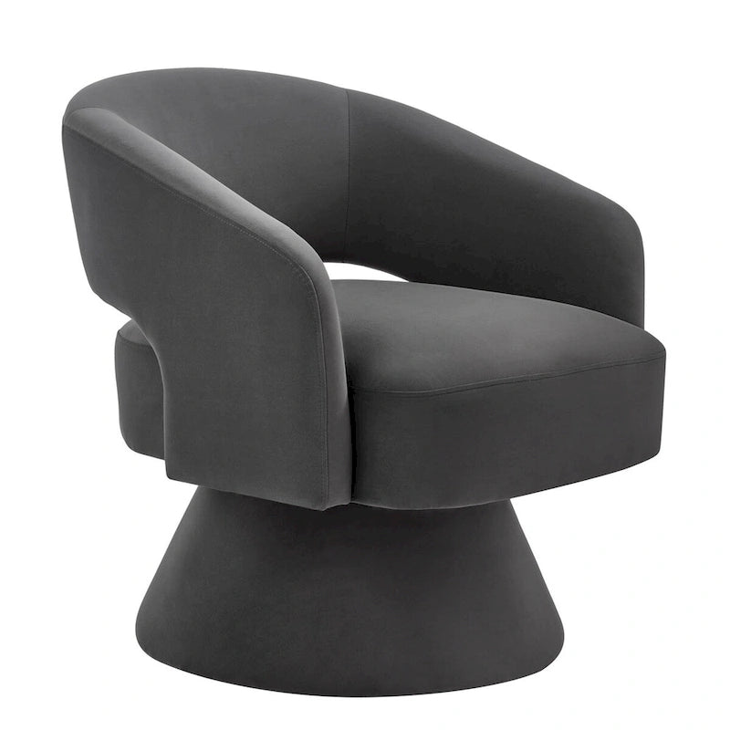 Fauteuils d'appoint pivotants en velours capitonné avec dossier ouvert