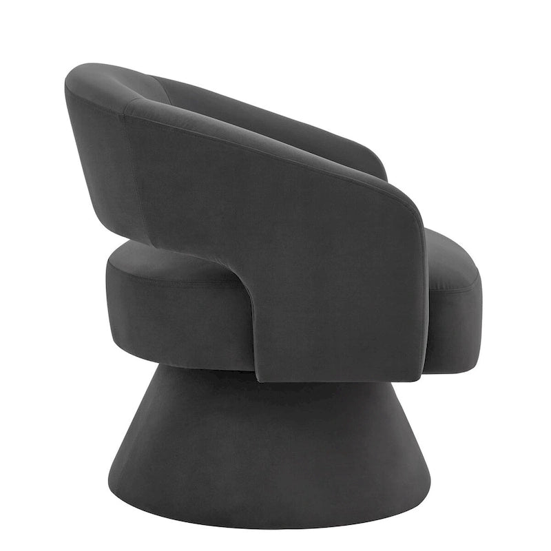 Fauteuils d'appoint pivotants en velours capitonné avec dossier ouvert