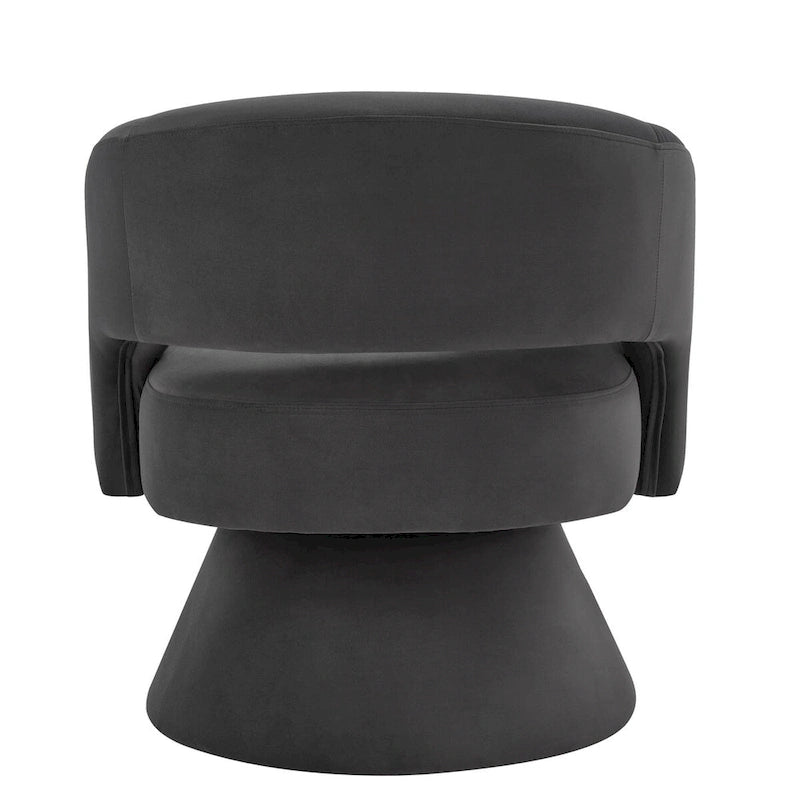 Fauteuils d'appoint pivotants en velours capitonné avec dossier ouvert