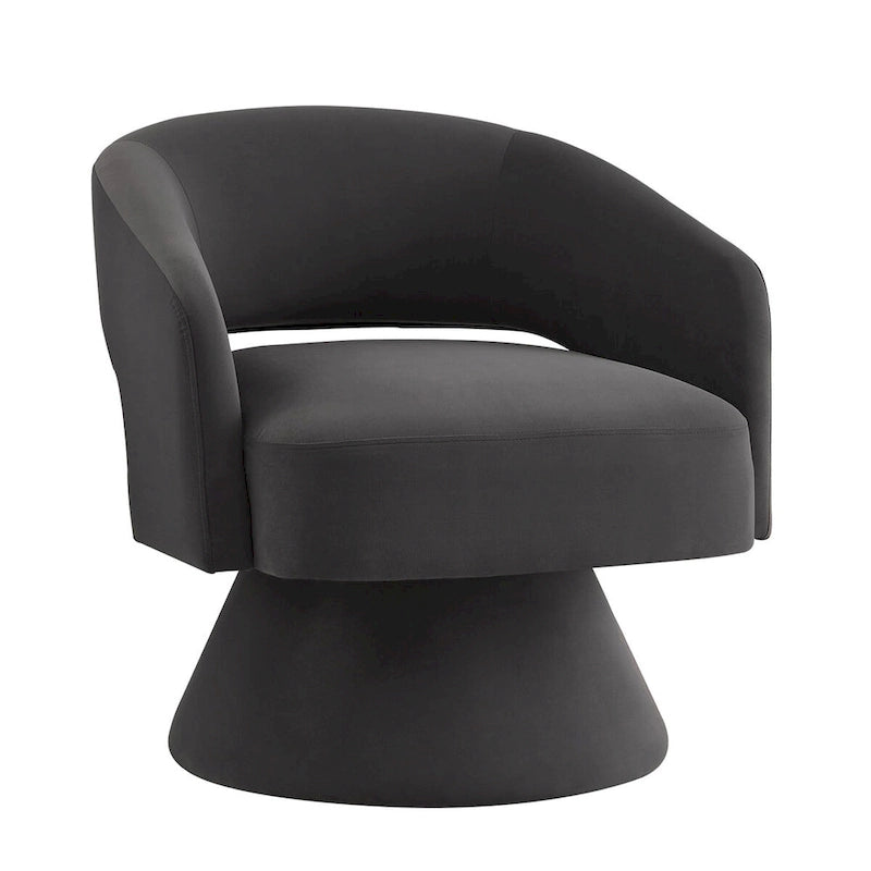 Fauteuils d'appoint pivotants en velours capitonné avec dossier ouvert