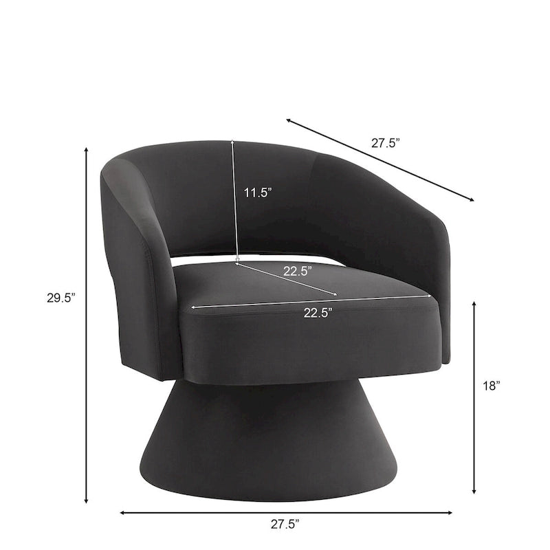 Fauteuils d'appoint pivotants en velours capitonné avec dossier ouvert