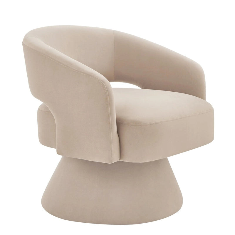 Fauteuils d'appoint pivotants en velours capitonné avec dossier ouvert