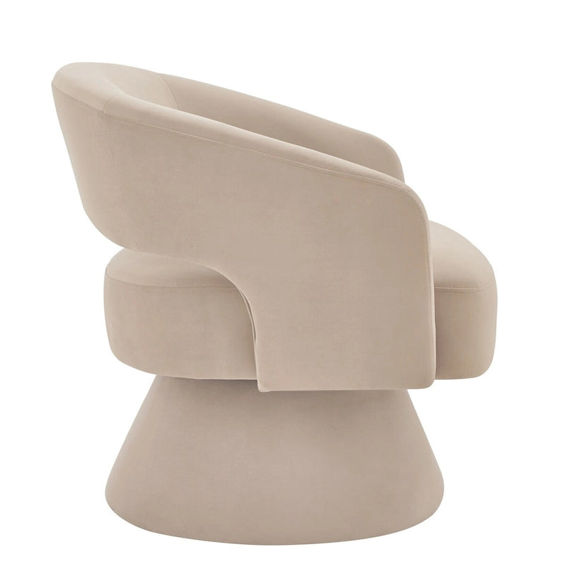 Fauteuils d'appoint pivotants en velours capitonné avec dossier ouvert