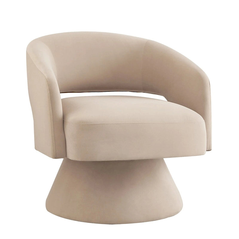 Fauteuils d'appoint pivotants en velours capitonné avec dossier ouvert