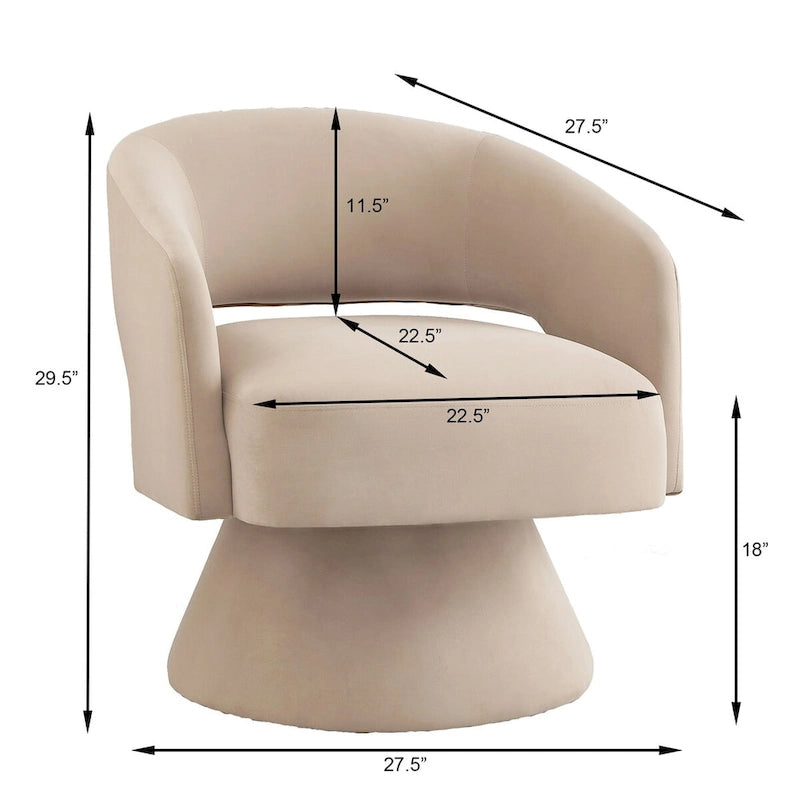 Fauteuils d'appoint pivotants en velours capitonné avec dossier ouvert