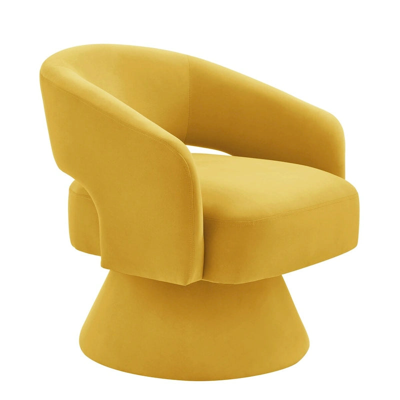 Fauteuils d'appoint pivotants en velours capitonné avec dossier ouvert