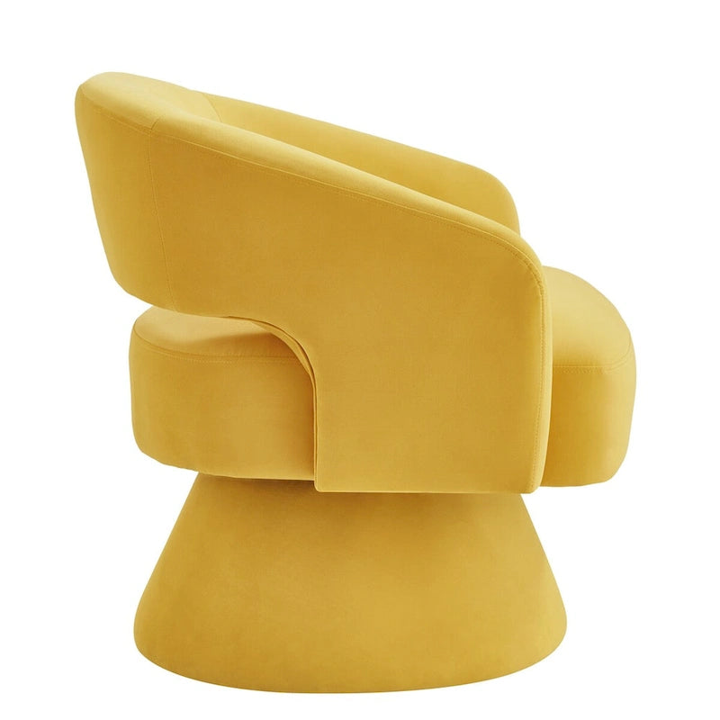 Fauteuils d'appoint pivotants en velours capitonné avec dossier ouvert