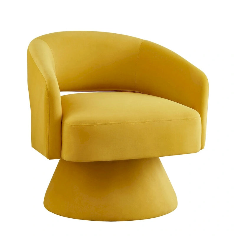 Fauteuils d'appoint pivotants en velours capitonné avec dossier ouvert