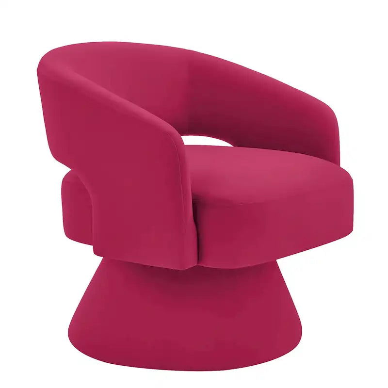 Fauteuils d'appoint pivotants en velours capitonné avec dossier ouvert