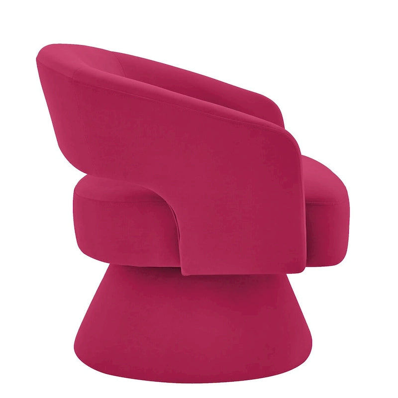 Fauteuils d'appoint pivotants en velours capitonné avec dossier ouvert