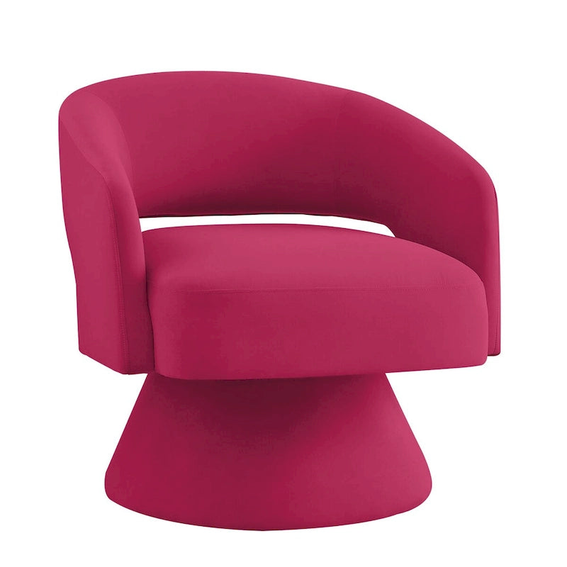 Fauteuils d'appoint pivotants en velours capitonné avec dossier ouvert