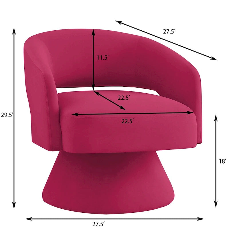 Fauteuils d'appoint pivotants en velours capitonné avec dossier ouvert