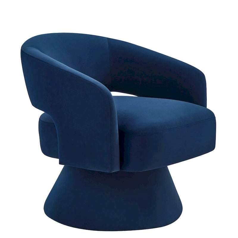Fauteuils d'appoint pivotants en velours capitonné avec dossier ouvert