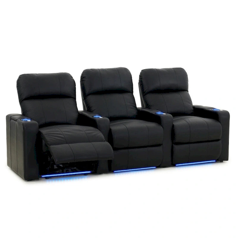 Ensemble de sièges de cinéma maison en cuir électrique Octane Turbo XL700 (rangée de 3)