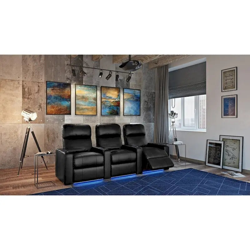 Ensemble de sièges de cinéma maison en cuir électrique Octane Turbo XL700 (rangée de 3)