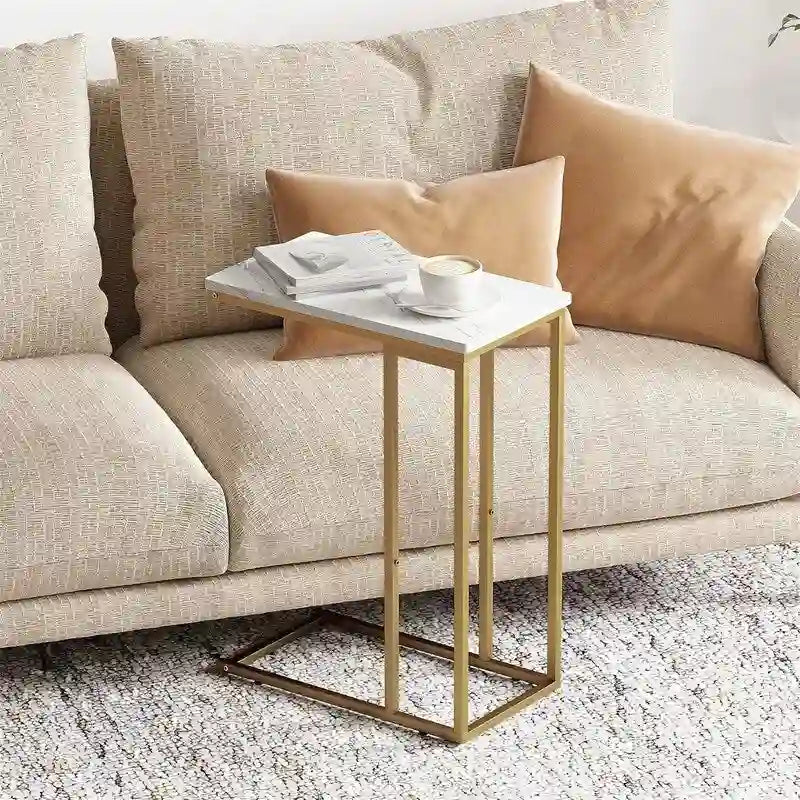 Petite table d'appoint en forme de C - 10 cm de profondeur x 18,1 cm de largeur x 25 cm de hauteur