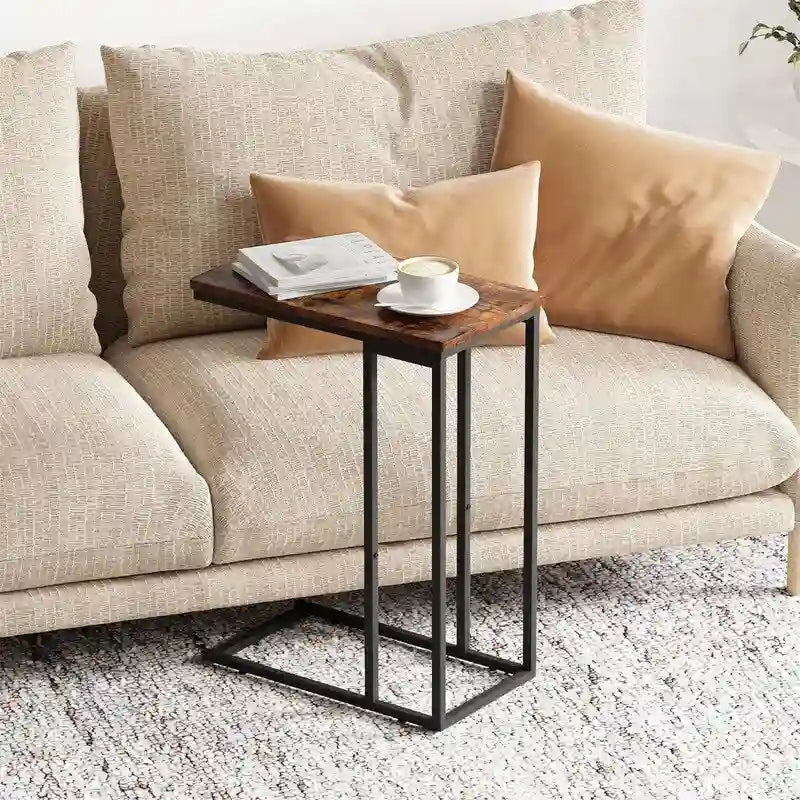 Petite table d'appoint en forme de C - 10 cm de profondeur x 18,1 cm de largeur x 25 cm de hauteur