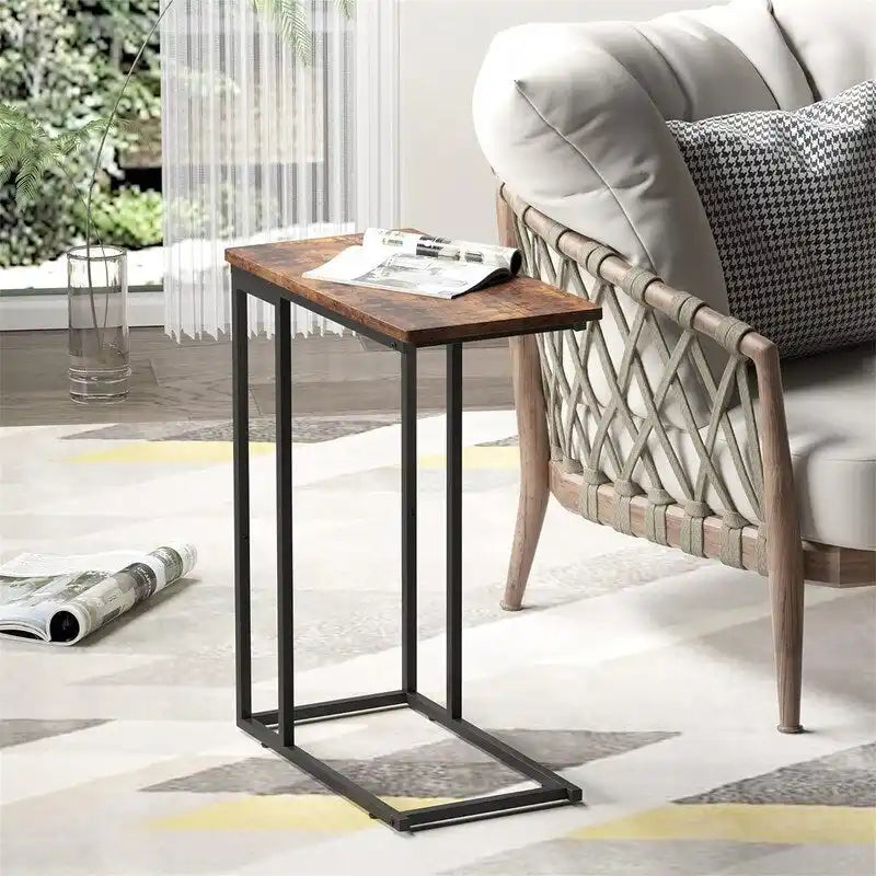 Petite table d'appoint en forme de C - 10 cm de profondeur x 18,1 cm de largeur x 25 cm de hauteur