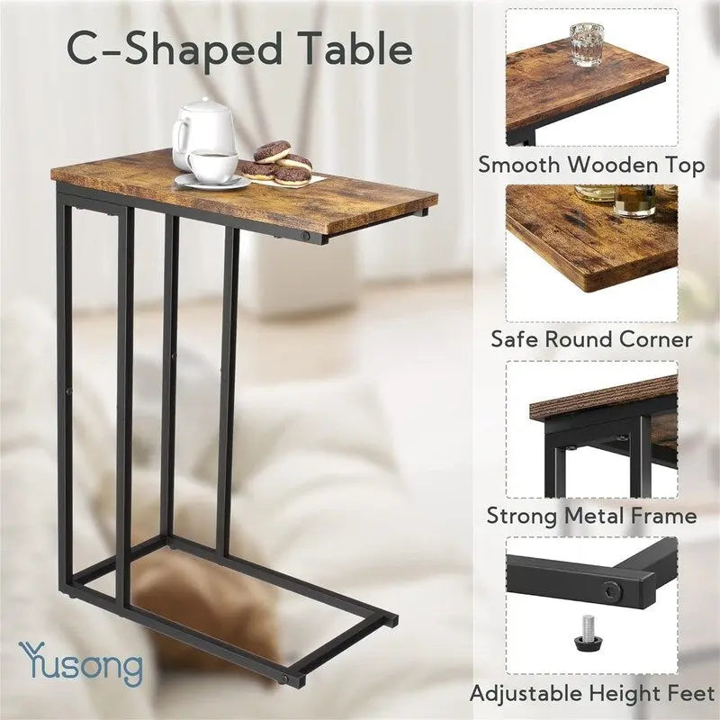 Petite table d'appoint en forme de C - 10 cm de profondeur x 18,1 cm de largeur x 25 cm de hauteur