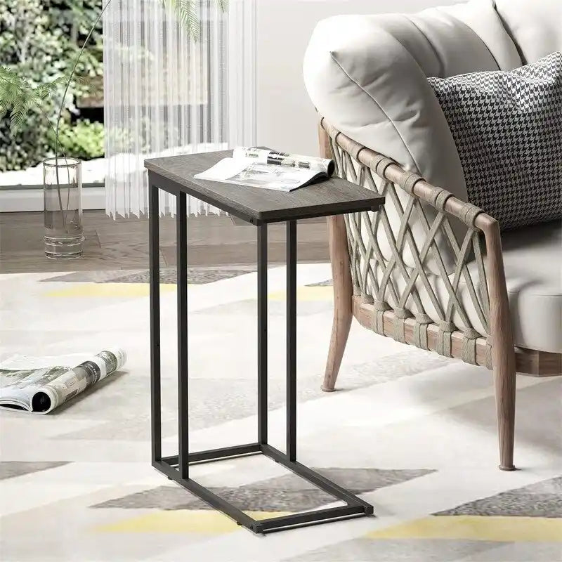 Petite table d'appoint en forme de C - 10 cm de profondeur x 18,1 cm de largeur x 25 cm de hauteur