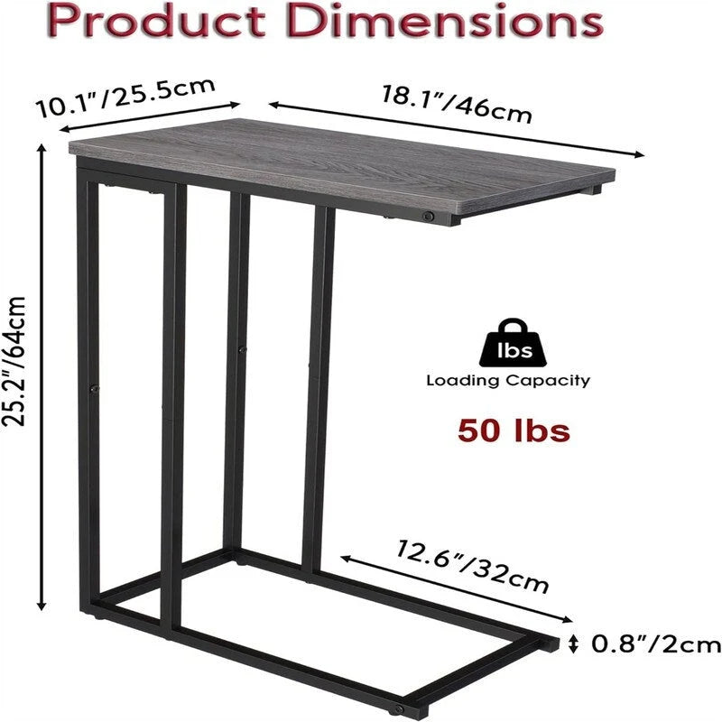 Petite table d'appoint en forme de C - 10 cm de profondeur x 18,1 cm de largeur x 25 cm de hauteur