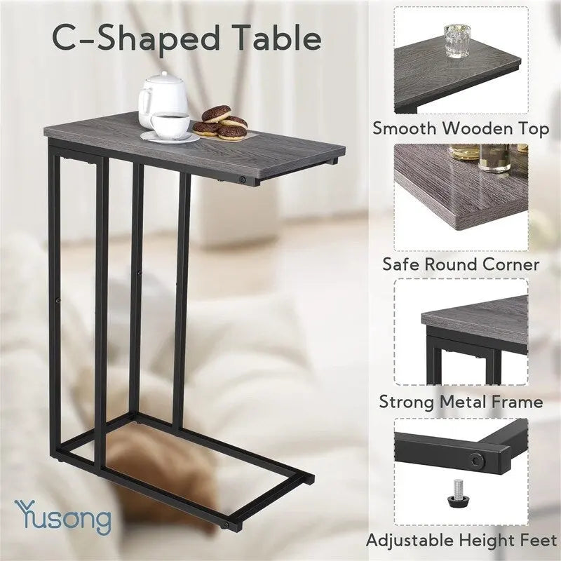 Petite table d'appoint en forme de C - 10 cm de profondeur x 18,1 cm de largeur x 25 cm de hauteur