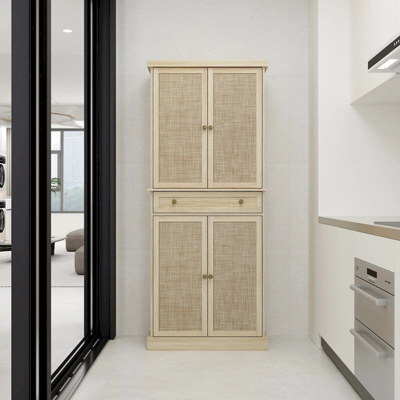 Armoire à 4 portes avec 1 tiroir et 4 étagères intérieures réglables.