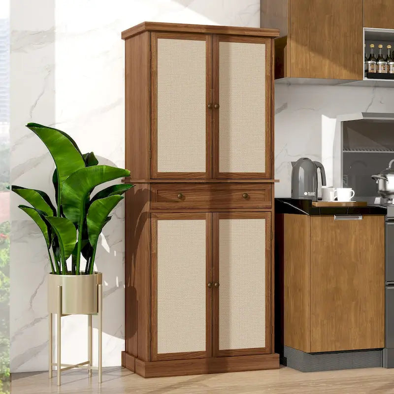 Armoire à 4 portes avec 1 tiroir et 4 étagères intérieures réglables.