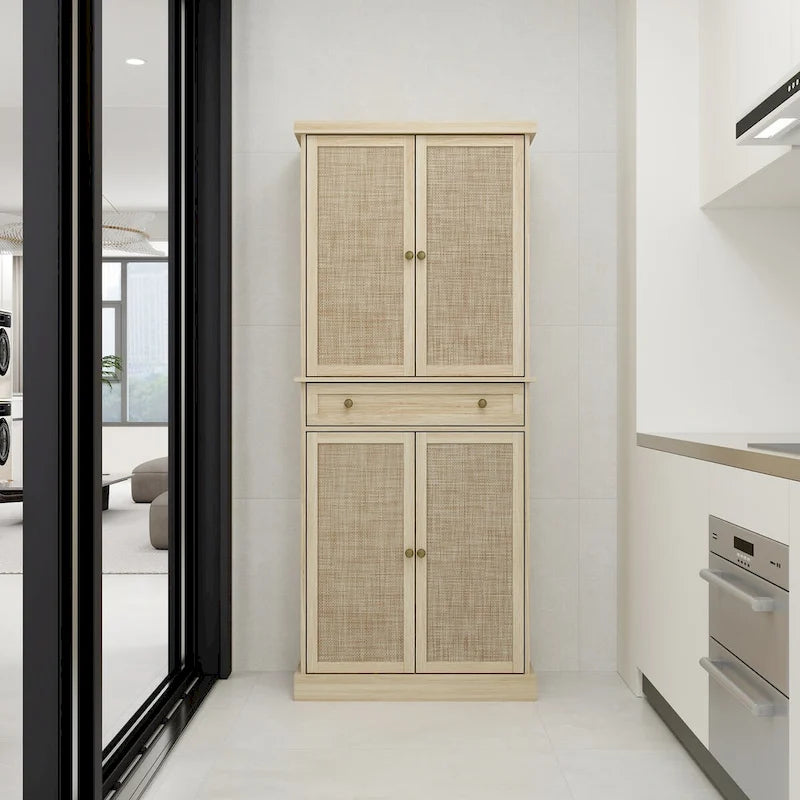 Armoire à 4 portes avec 1 tiroir et 4 étagères intérieures réglables.
