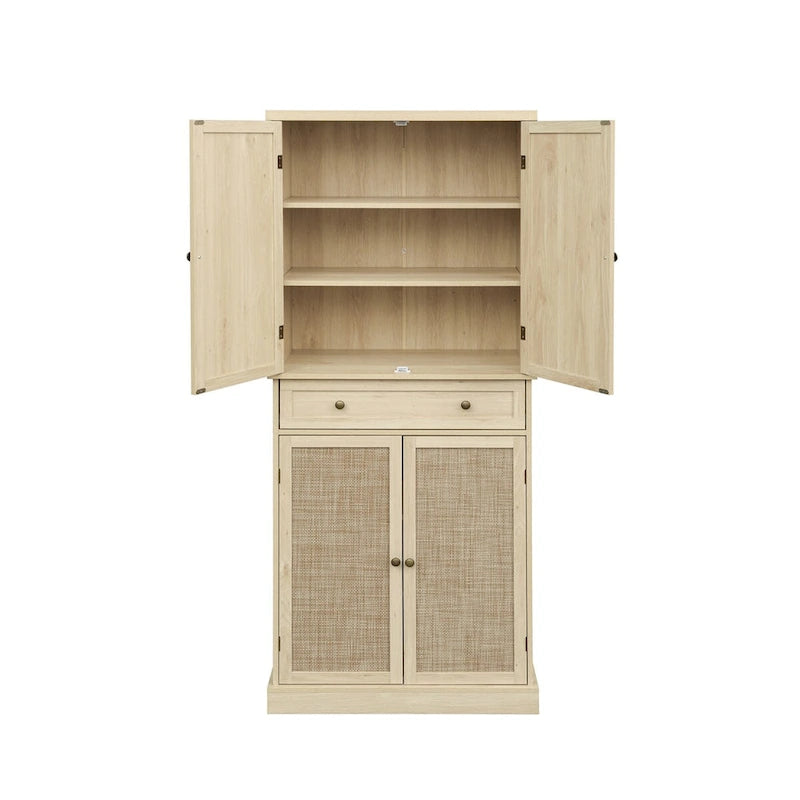Armoire à 4 portes avec 1 tiroir et 4 étagères intérieures réglables.