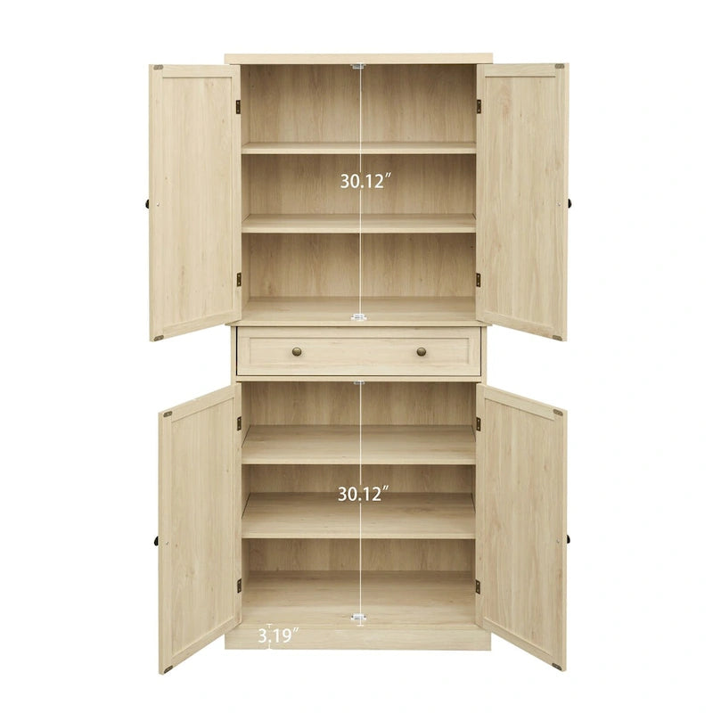 Armoire à 4 portes avec 1 tiroir et 4 étagères intérieures réglables.