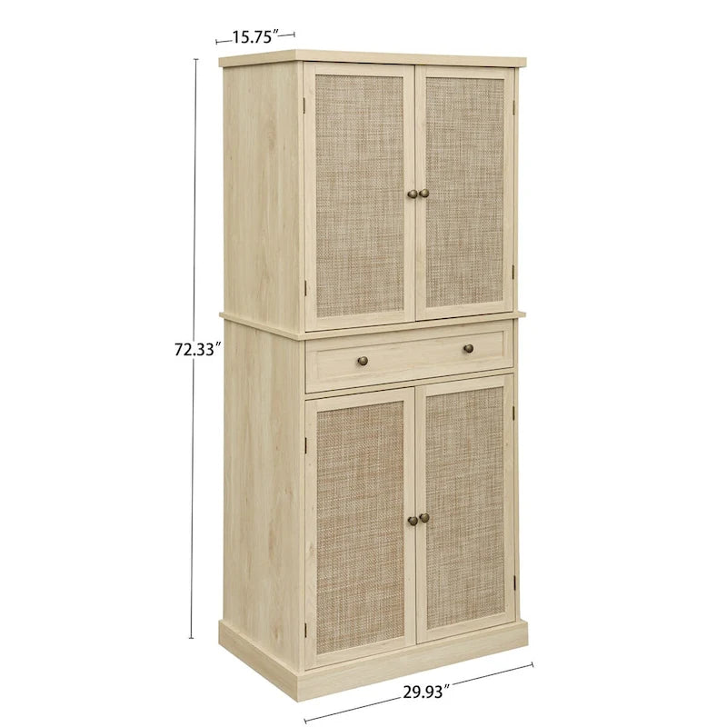 Armoire à 4 portes avec 1 tiroir et 4 étagères intérieures réglables.