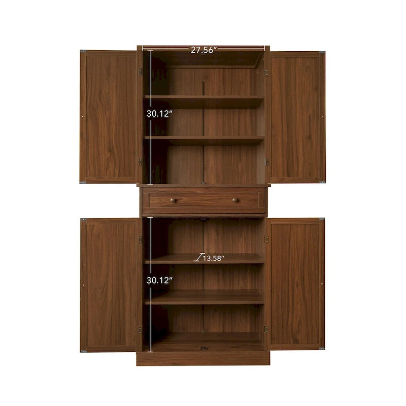 Armoire à 4 portes avec 1 tiroir et 4 étagères intérieures réglables.