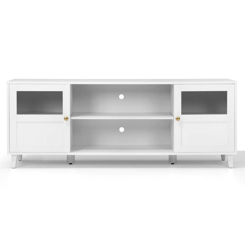 Meuble TV LED avec éclairage intégré, console multimédia et rangement - 152 cm de largeur
