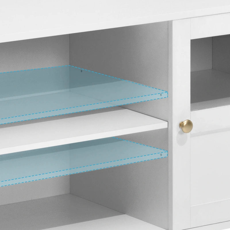 Meuble TV LED avec éclairage intégré, console multimédia et rangement - 152 cm de largeur