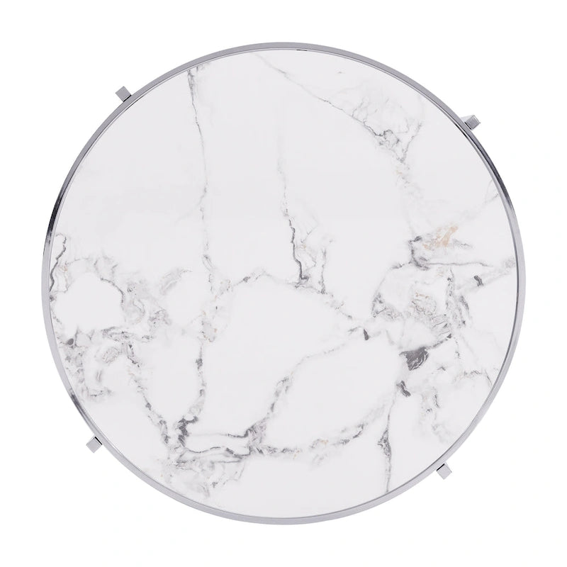 Table basse moderne avec plateau en pierre frittée et structure métallique robuste