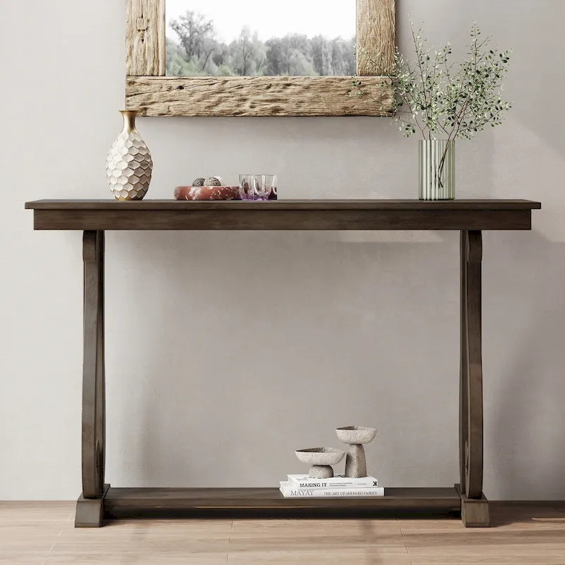Console rustique vintage de 122 cm (48 pouces) - Table d'entrée de style ferme avec étagère ouverte et construction robuste