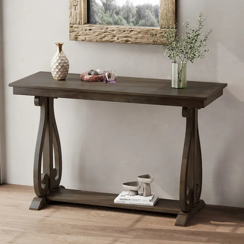Console rustique vintage de 122 cm (48 pouces) - Table d'entrée de style ferme avec étagère ouverte et construction robuste