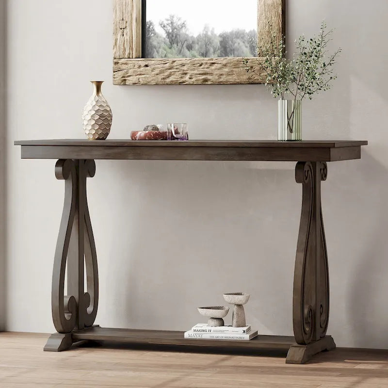 Console rustique vintage de 122 cm (48 pouces) - Table d'entrée de style ferme avec étagère ouverte et construction robuste