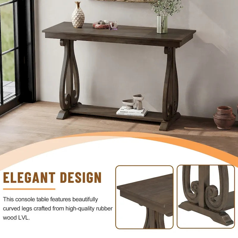 Console rustique vintage de 122 cm (48 pouces) - Table d'entrée de style ferme avec étagère ouverte et construction robuste
