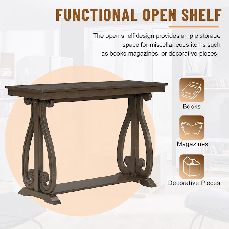 Console rustique vintage de 122 cm (48 pouces) - Table d'entrée de style ferme avec étagère ouverte et construction robuste
