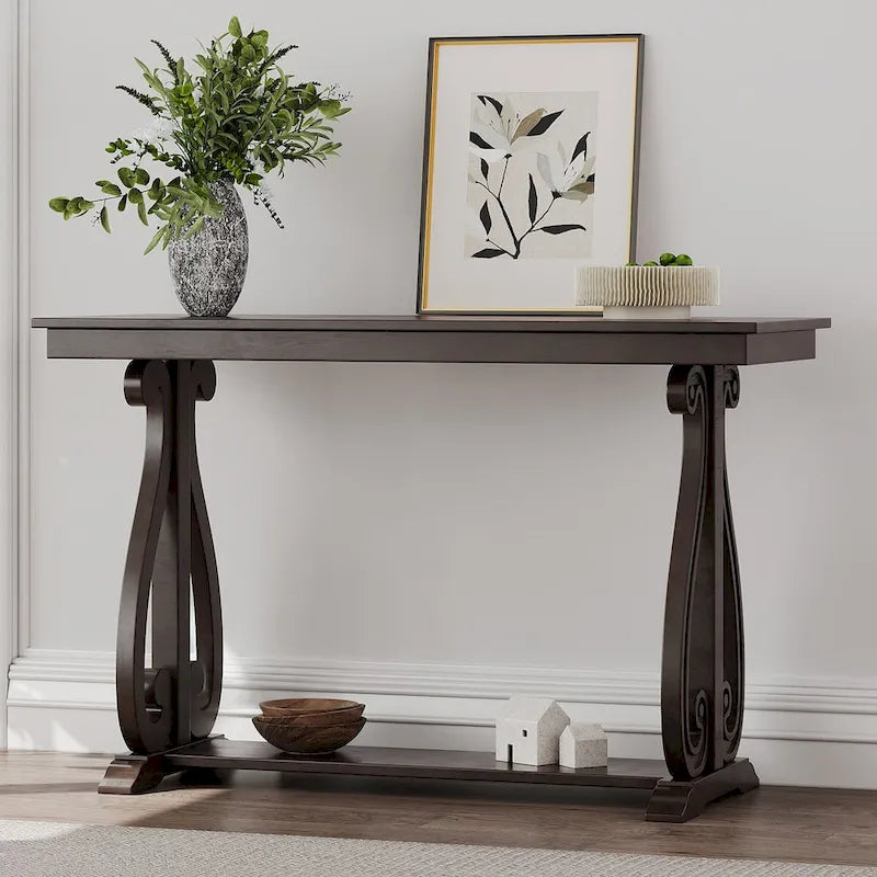 Console rustique vintage de 122 cm (48 pouces) - Table d'entrée de style ferme avec étagère ouverte et construction robuste