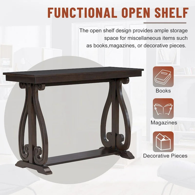 Console rustique vintage de 122 cm (48 pouces) - Table d'entrée de style ferme avec étagère ouverte et construction robuste