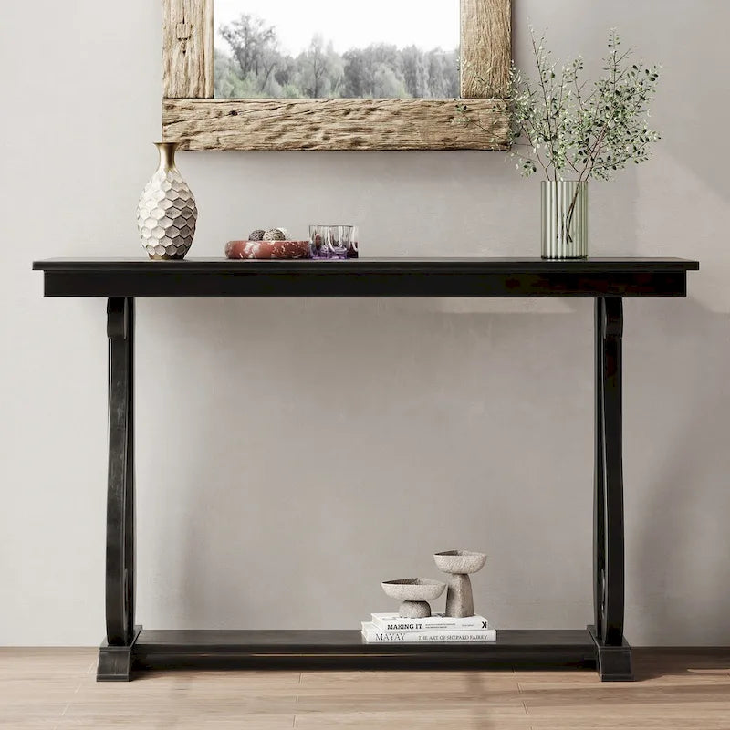 Console rustique vintage de 122 cm (48 pouces) - Table d'entrée de style ferme avec étagère ouverte et construction robuste