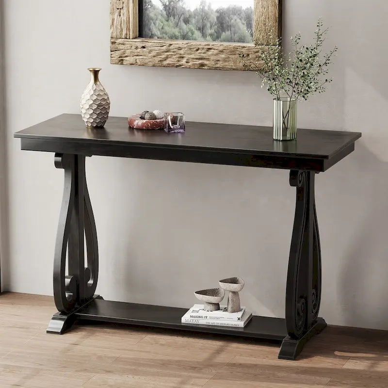 Console rustique vintage de 122 cm (48 pouces) - Table d'entrée de style ferme avec étagère ouverte et construction robuste