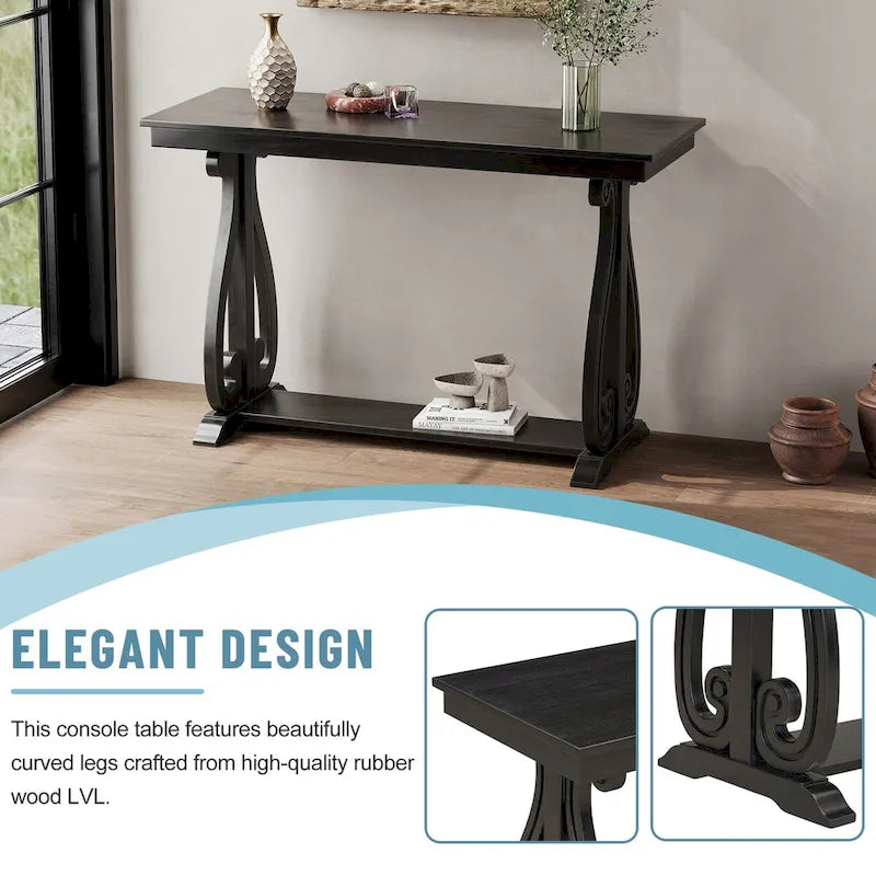 Console rustique vintage de 122 cm (48 pouces) - Table d'entrée de style ferme avec étagère ouverte et construction robuste